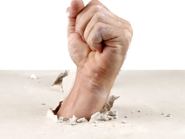 Fist out of wall — Stock Photo, Image