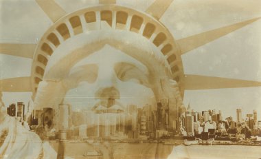 Yaşında sepya dijital grunge etkisi New York sıkıntılı