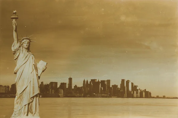 Äldre sepia digital grunge nödställda effekt New York — Stockfoto