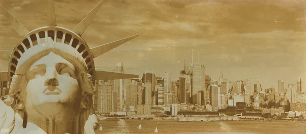 Gealterte Sepia Digital Grunge Distressed Effect New York — Stockfoto