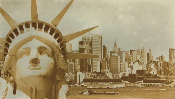 Aged sepia digital grunge efeito angustiado Nova York — Fotografia de Stock