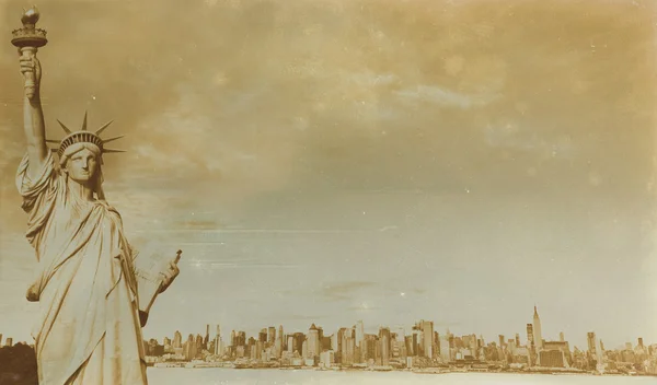 Gealterte Sepia Digital Grunge Distressed Effect New York — Stockfoto