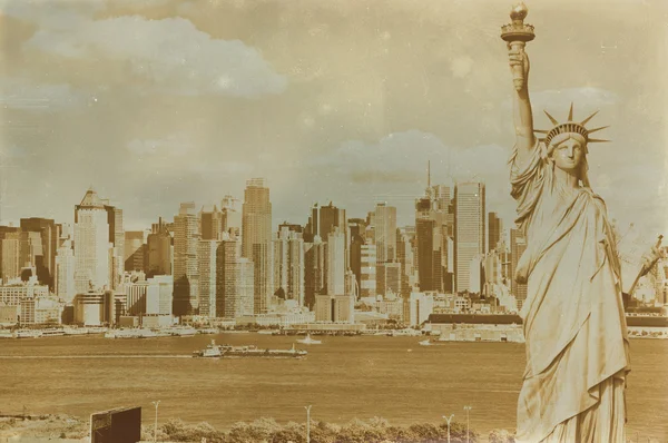 Gealterte Sepia Digital Grunge Distressed Effect New York — Stockfoto