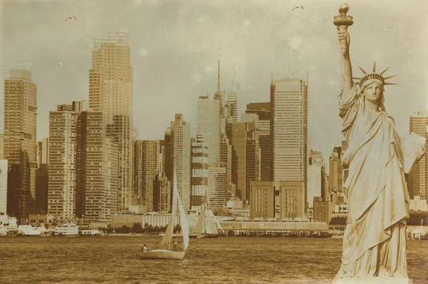 Aged sepia digital grunge distressed effect New York — Stock Photo, Image