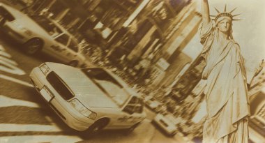 Yaşında sepya dijital grunge etkisi New York sıkıntılı