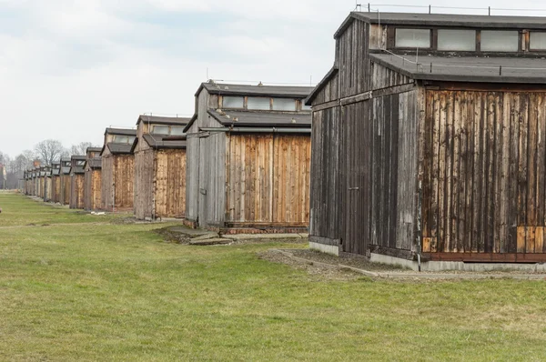 색상에 Auschwitz 죽음의 수용소의 역사적인 보기 — 스톡 사진