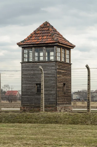 Vista storica del campo di sterminio di Auschwitz a colori — Foto Stock