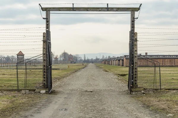 Historical view of Auschwitz death camp in color — Stock Photo, Image