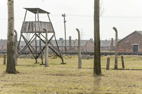 Historiskt beskådar av Auschwitz dödsläger i färg — Stockfoto