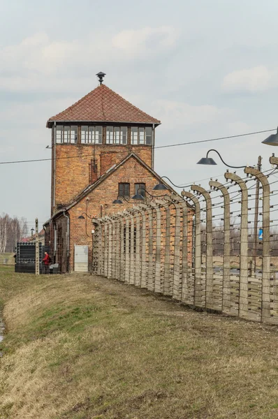 Historische weergave van het vernietigingskamp Auschwitz in kleur — Stockfoto