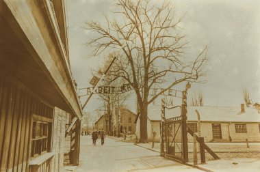 Etkisi auschwitz concentrat yaşında sepya dijital grunge sıkıntılı