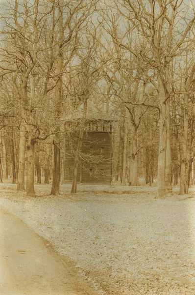 Leeftijd sepia digitale grunge verdrietig effect auschwitz concentrat — Stockfoto