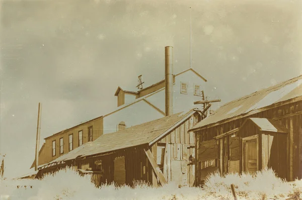 Aged sepia digital grunge distressed effect Bodie State Historic — Stock Photo, Image