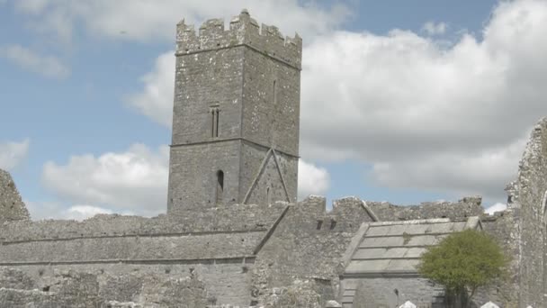 Ruinas de la Abadía de Clare cerca de Ennis, Co. Clare - Irlanda — Vídeos de Stock