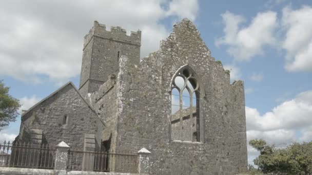 Ruínas da Abadia de Clare perto de Ennis, Co. Clare - Irlanda — Vídeo de Stock