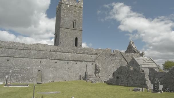 Ruinas de la Abadía de Clare cerca de Ennis, Co. Clare - Irlanda — Vídeos de Stock