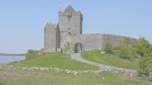 Castelo de Dunguaire perto de Kinvarra em Co. Galway, Irlanda — Vídeo de Stock