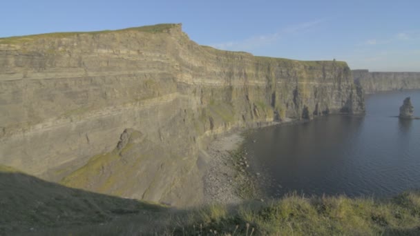 Beroemde Cliffs of Moher bij zonsondergang in Co. Clare, Ierland - Wild Atlantic Way beslaat — Stockvideo