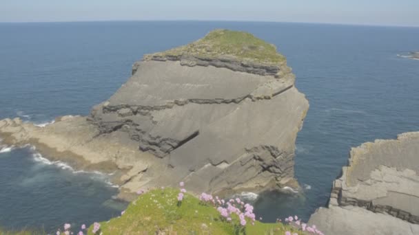 Loop Head Halbinsel, West Clare, Irland mit Felsen und Klippen, die vom Atlantik geformt wurden. Wilder atlantischer Weg. Flachbildfernseher. — Stockvideo