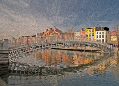 Yağlıboya Resim gösterilen ünlü dublin landmark ha penny irel köprü