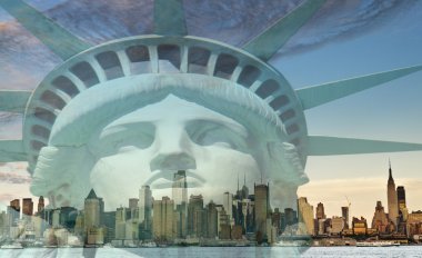 New york şehir manzarası hudson Nehri üzerinde