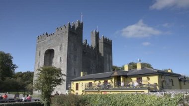 County Clare, İrlanda - 8 Eylül 2015: İrlanda'nın en ünlü halk Bunratty Castle ve Durty Nelly'nın Pub, County Clare, İrlanda