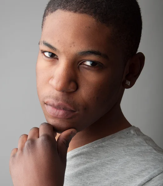 Close up Headshot portrait of a handsome black man — Stock Photo, Image