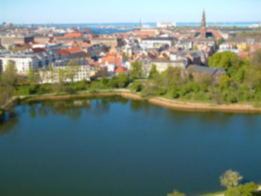 Dışarı odak arka plan etkisi, Kopenhag Danimarka kentin bulanık