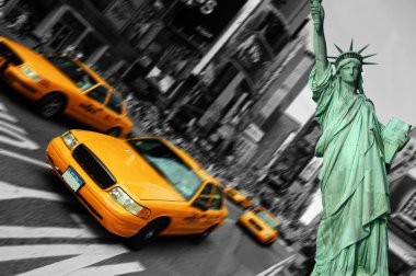 New york city, times Meydanı, taksi odak Hareket Bulanıklığı