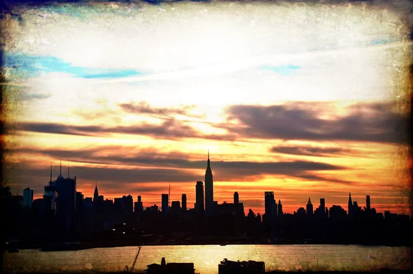 Early sunrise cityscape skyline silhouette, usa — Stock Photo, Image
