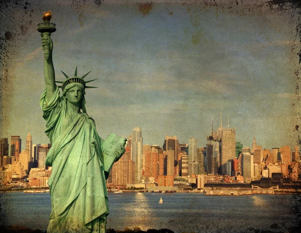 New york city turism koncept med Frihetsgudinnan — Stockfoto