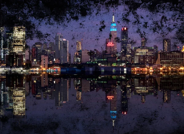 New York skyline paesaggio urbano di notte, nyc, Stati Uniti — Foto Stock