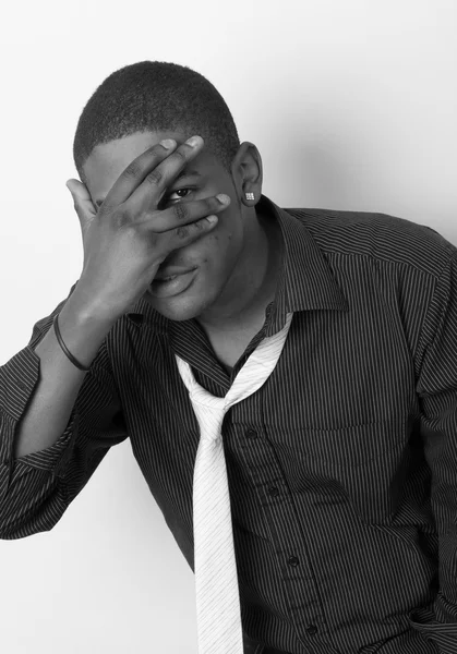 Close up portrait of a handsome young African American — Stock Photo, Image