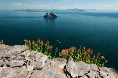 Skellig Michael, Unesco Dünya Mirası, Kerry, İrlanda. Star Wars Force sahne uyanır bu adada filme. yaban Atlantik yolu