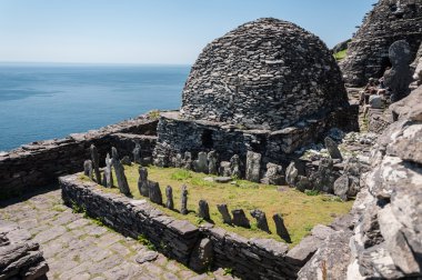 Skellig Michael, UNESCO World Heritage Site, Kerry, Ireland. Star Wars The Force Awakens Scene filmed on this Island. wild atlantic way clipart