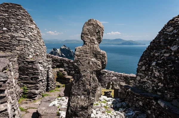 Skellig Michael, wpisanego na listę Światowego Dziedzictwa UNESCO, Kerry, Irlandia. Star Wars The Force budzi sceny sfilmowane na tej wyspie. dziki sposób Atlantyku — Zdjęcie stockowe