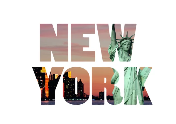 New york city name - usa reiseziel schild auf weißem backgr — Stockfoto