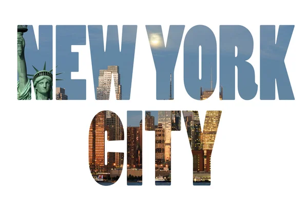 New York City name - USA travel destination sign on white backgr — Stock Photo, Image