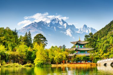 Scenic view of the Jade Dragon Snow Mountain, China clipart