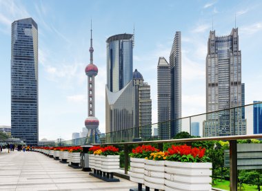 Oriental Pearl Tower ve Şangay diğer gökdelenler