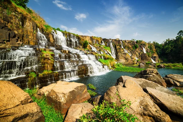 Amazing view of natural cascading waterfall with crystal water — Stock Photo, Image