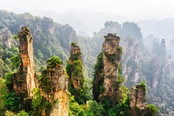 Pilares de arenisca de cuarzo natural de formas fantásticas, China —  Fotos de Stock