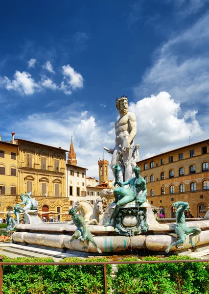 Weergave van de fontein van Neptunus, Florence, Toscane, Italië — Stockfoto