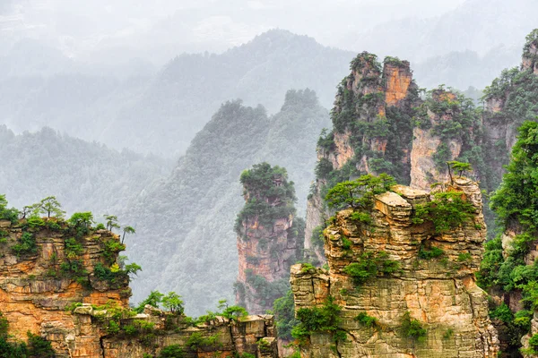 Vue imprenable sur la paroi naturelle étroite de la roche (montagnes Avatar ) — Photo