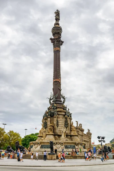 Βαρκελώνη Ισπανία Αυγούστου 2014 Γραφική Θέα Του Μνημείου Columbus Στην — Φωτογραφία Αρχείου