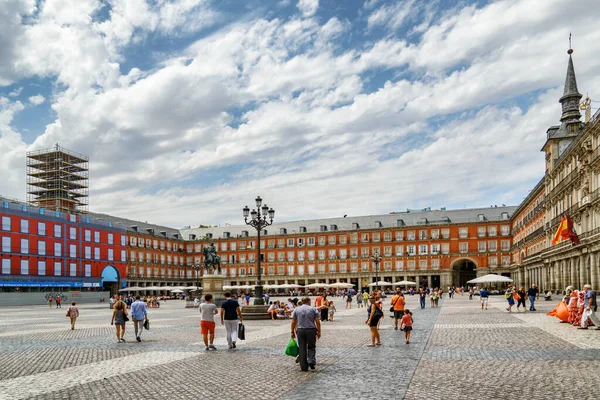 Madrid Spanien Augusti 2014 Fantastisk Utsikt Över Plaza Mayor Madrid — Stockfoto