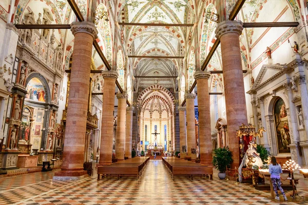 Intérieur Basilique Santa Anastasia Église Sainte Anastasie Vérone Italie — Photo