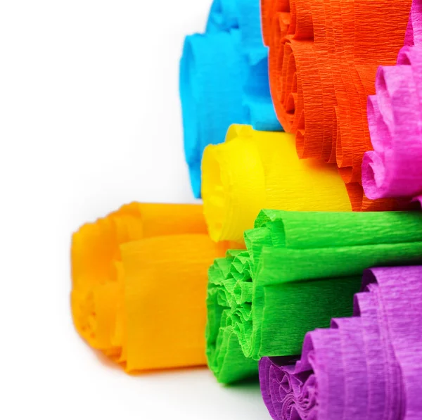 Rolls of various color paper on white background — Stock Photo, Image
