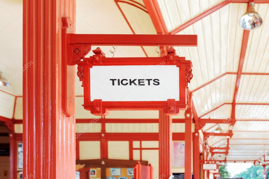 Sign indicating where you can buy tickets