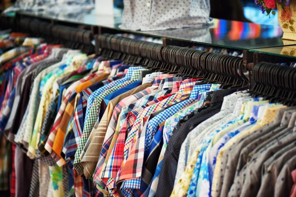 A wide range of men's shirts in store — Stock Photo, Image